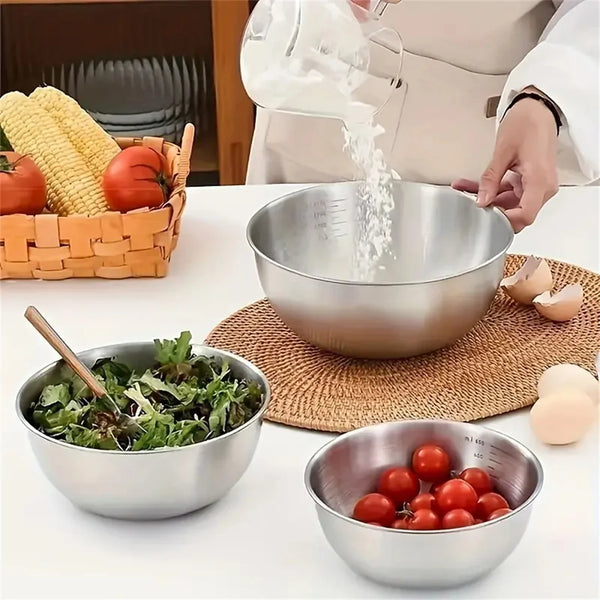 Versatile Stainless Steel Bowl Trio