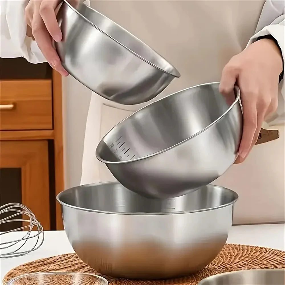 Versatile Stainless Steel Bowl Trio