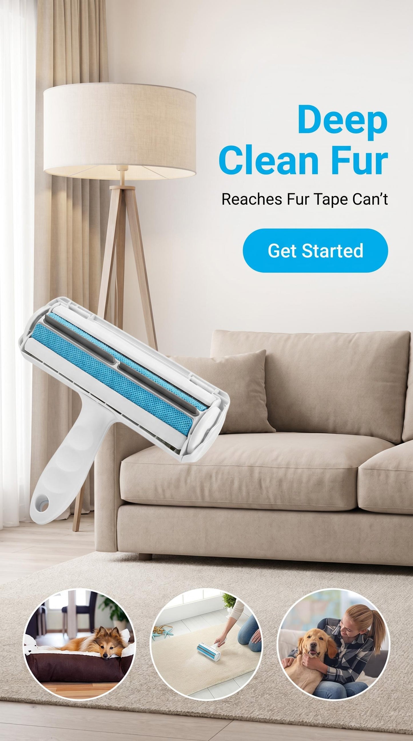 Self-Cleaning Pet Hair Remover Roller