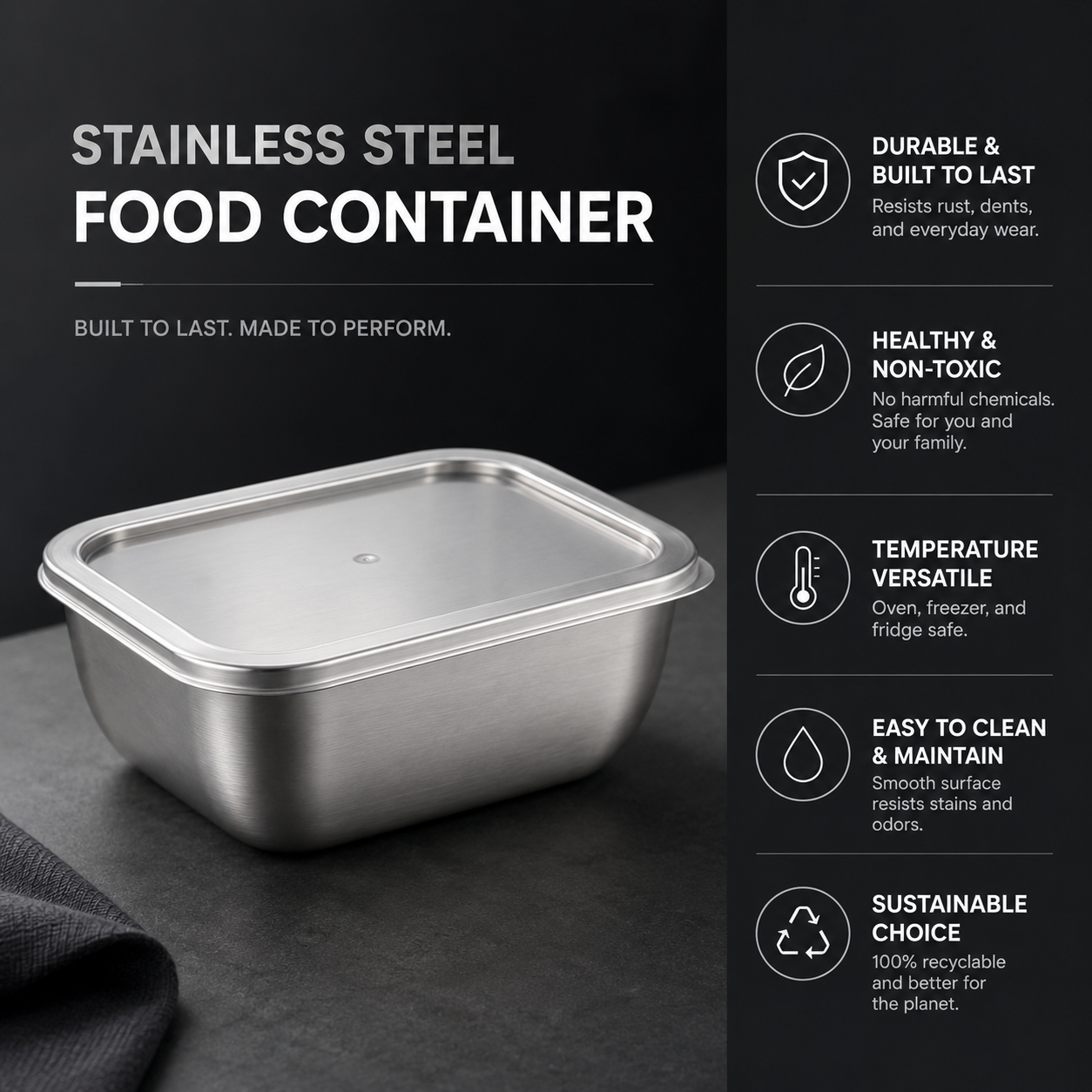 Stainless Steel Prep & Storage Bowls 5 Piece Set with Lids